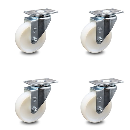 Service Caster 4 Inch Nylon Wheel Swivel Top Plate Caster Set SCC-20S414-NYS-TP3-4